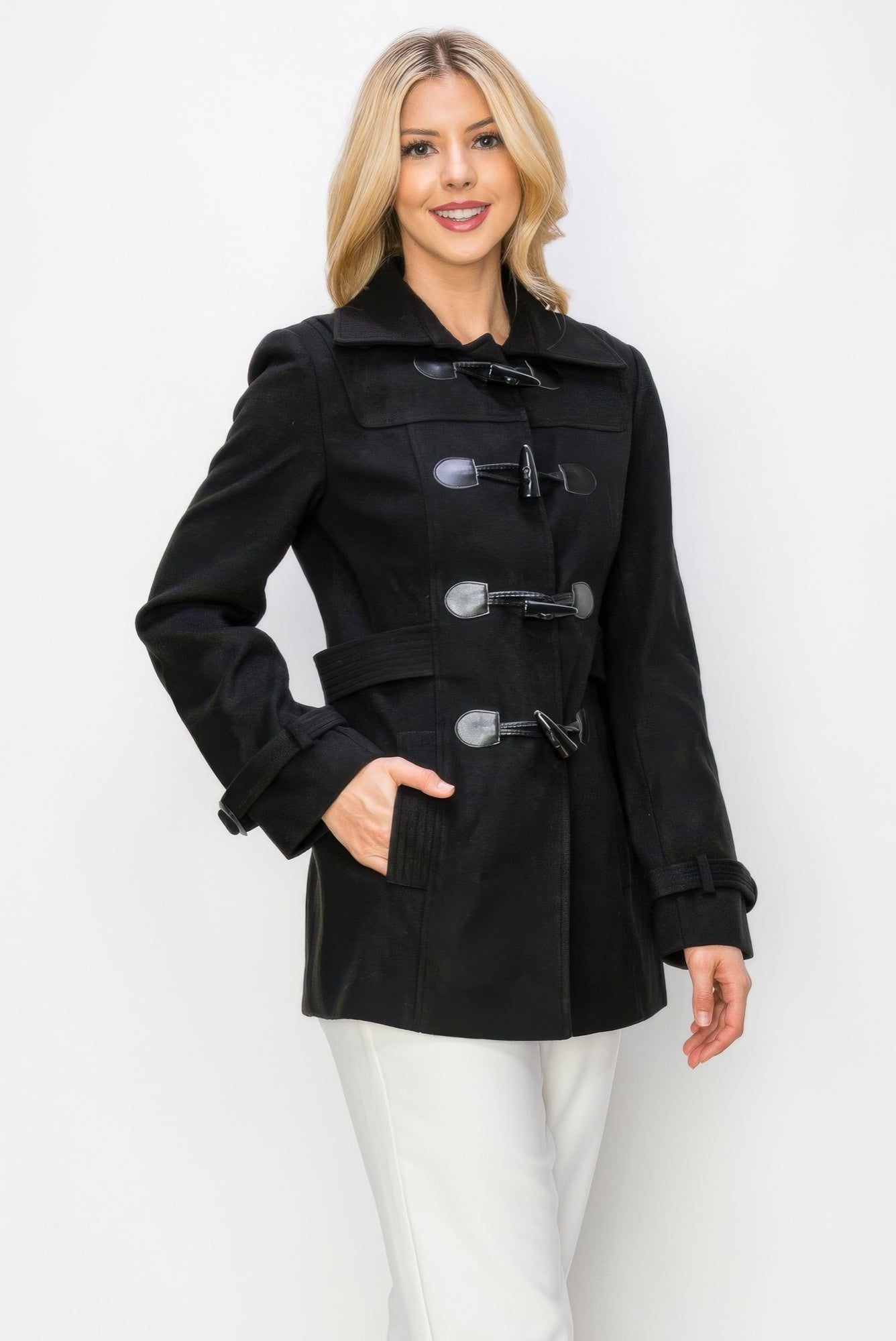 Wool Toggle Button Peacoat With Pockets - Farnelli