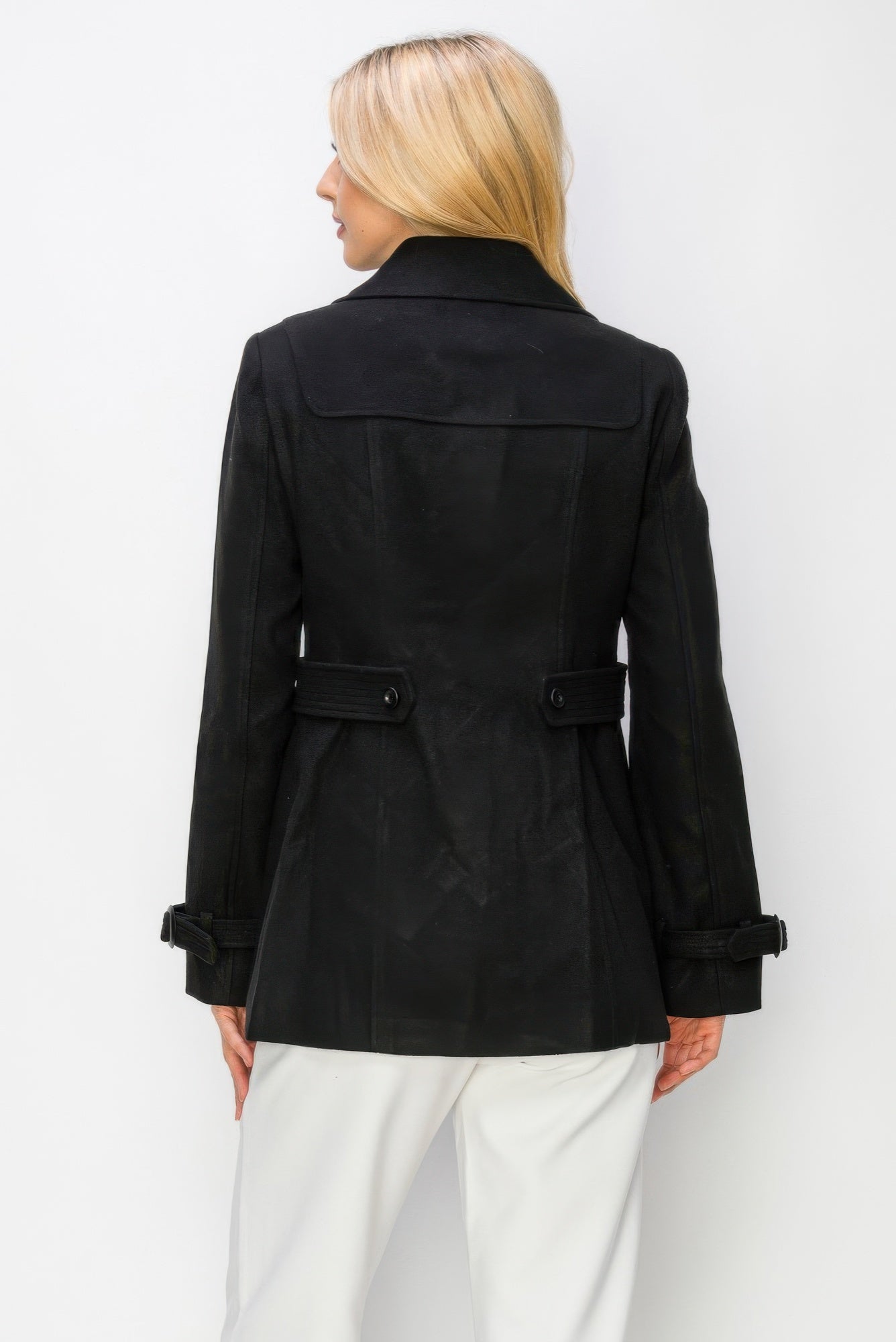 Wool Toggle Button Peacoat With Pockets - Farnelli