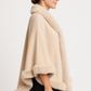 Crimson Elegance Faux Fur Trim Cape - Farnelli