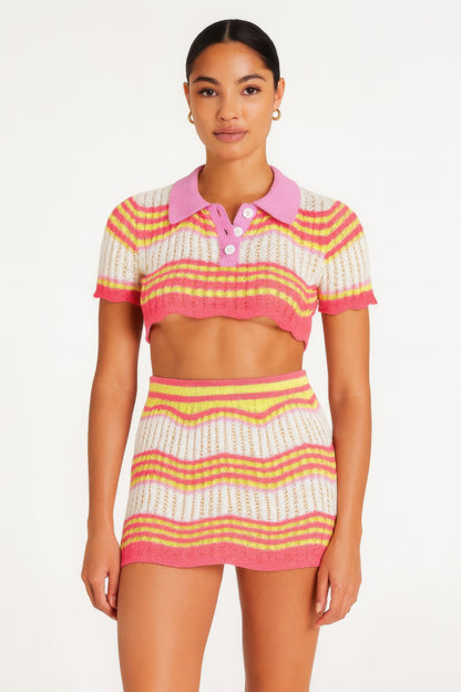 Zig Zag Crochet Two Piece Set - Farnelli