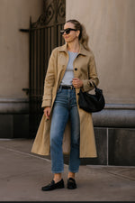 Solid Long Sleeve Trench Coat Woman Lined - Farnelli