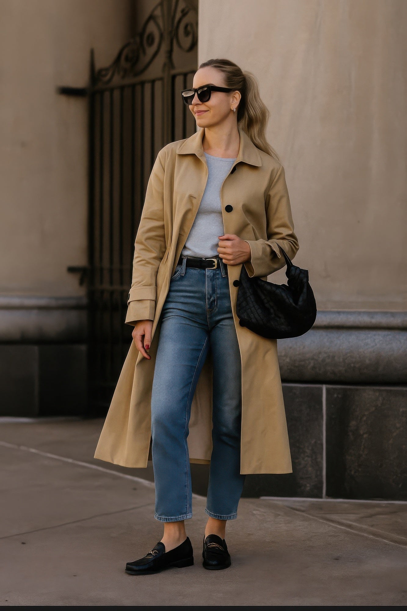 Solid Long Sleeve Trench Coat Woman Lined - Farnelli