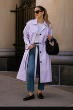 Solid Long Sleeve Trench Coat Woman Lined - Farnelli