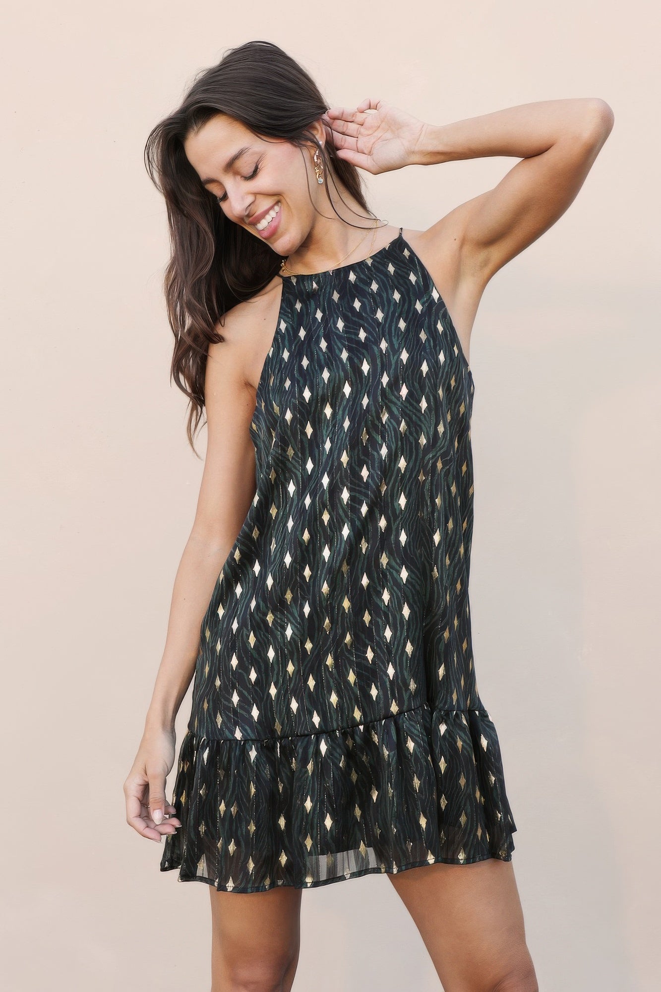 Sacred Tree Ruffle Bottom Dress - Farnelli
