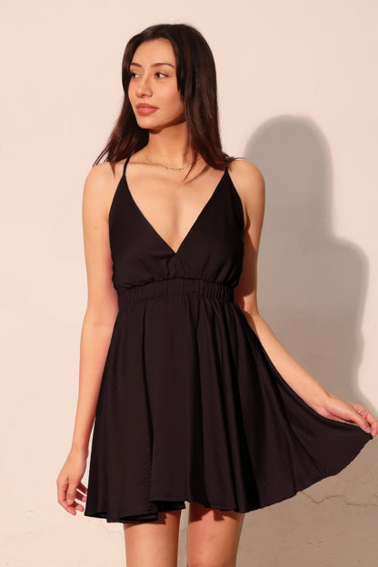 Washed Satin Crepe Cami Skater Dress - Farnelli