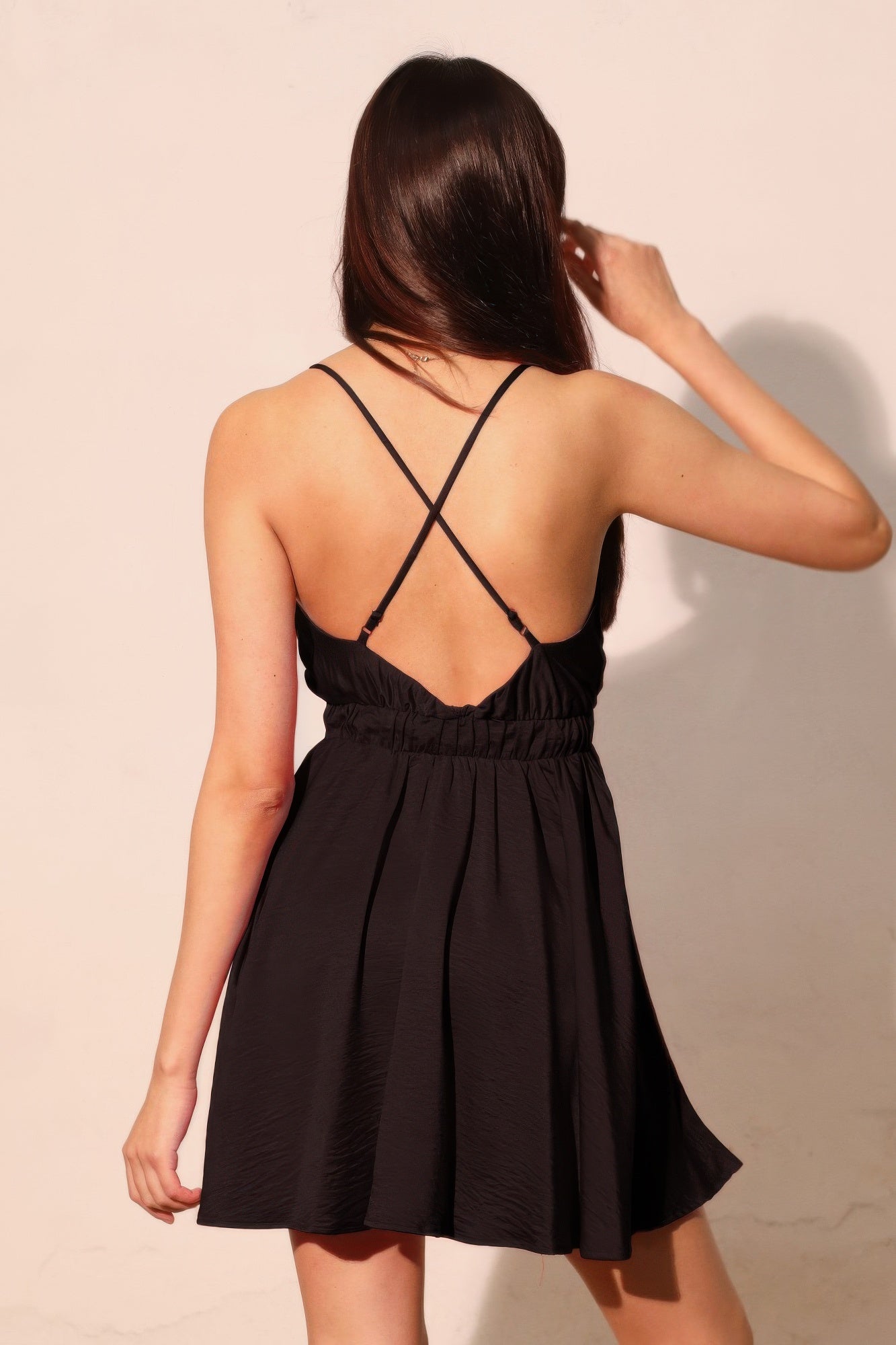 Washed Satin Crepe Cami Skater Dress - Farnelli