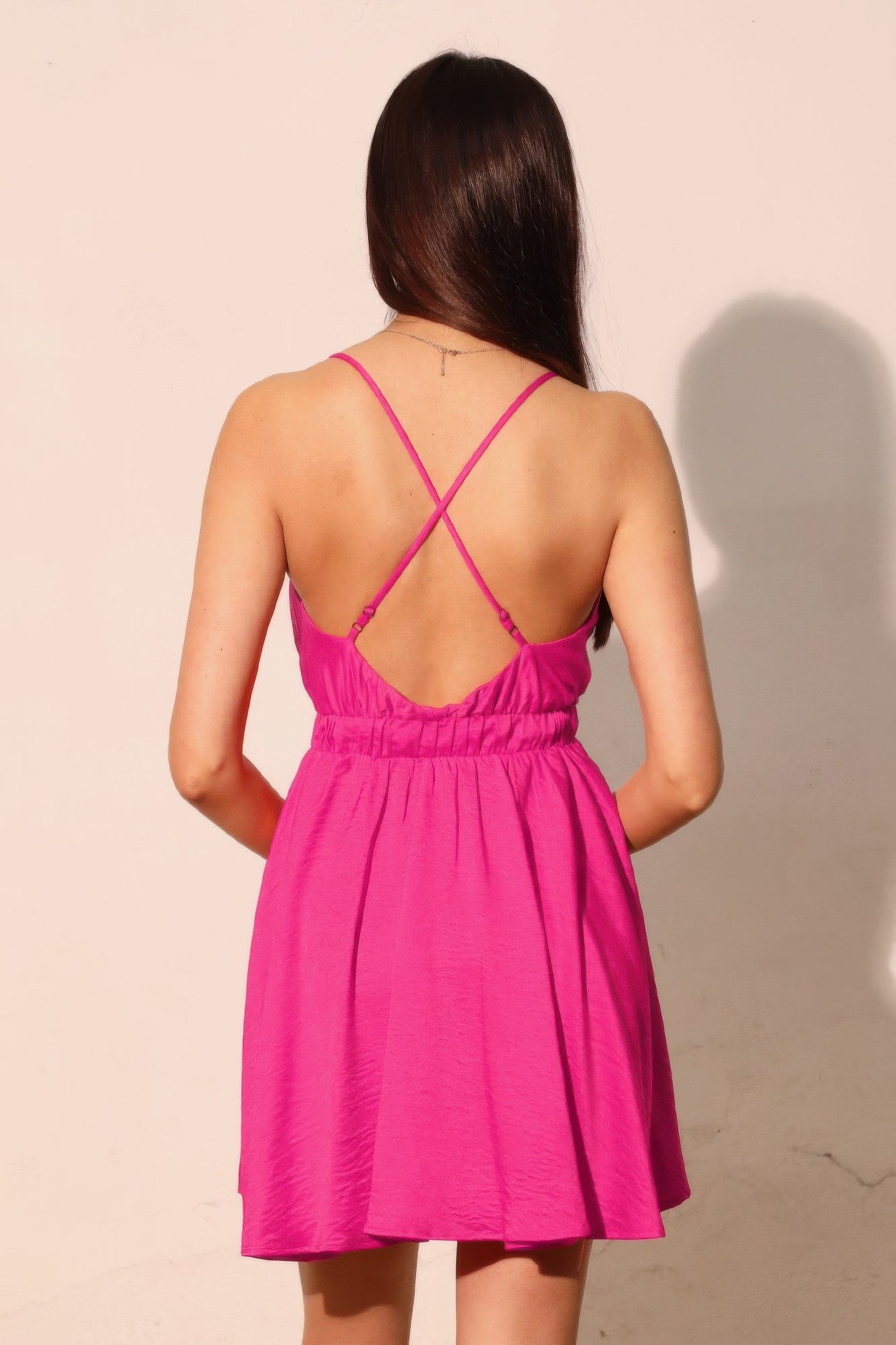 Washed Satin Crepe Cami Skater Dress - Farnelli