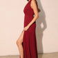 Textured Solid V-neck Maxi Dress - Farnelli