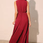 Textured Solid V-neck Maxi Dress - Farnelli