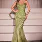 Ladivine CC6018 Long Strapless Rhinestone Embellished Mermaid Gown