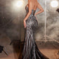 Ladivine CC6018 Long Strapless Rhinestone Embellished Mermaid Gown