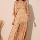 Bohemian Lurex Chiffon Cape Maxi Dress - Farnelli