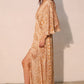 Bohemian Lurex Chiffon Cape Maxi Dress - Farnelli