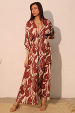 Lucca Leaf Kimono Maxi Dress - Farnelli