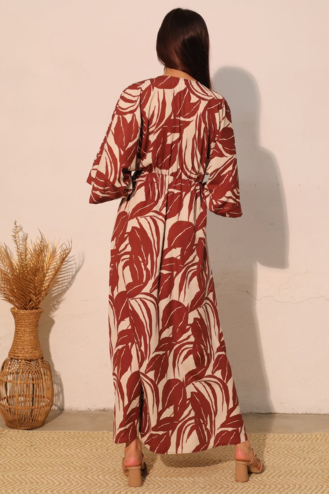 Lucca Leaf Kimono Maxi Dress - Farnelli