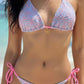 Delicate Floral Embroidery Triangle Bikini - Farnelli