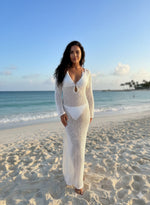 Crochet Maxi Dress With Long Sleeves - Farnelli
