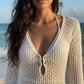 Crochet Maxi Dress With Long Sleeves - Farnelli
