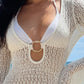 Crochet Long Sleeve Midi Dress - Farnelli