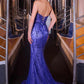 Ladivine CC8262 Crystal Adorned Sheer Bodice Strapless Fitted Mermaid Gown