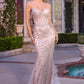 Ladivine CC8262 Crystal Adorned Sheer Bodice Strapless Fitted Mermaid Gown