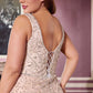 Ladivine CC8270C Glamour Scoop Neck Scroll Motifs Plus Size Mermaid Gown