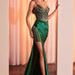 Ladivine CC8868 Dress Soft Satin Fitted Dress With Crystal Embellished Details