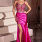 Ladivine CC8868 Dress Soft Satin Fitted Dress With Crystal Embellished Details