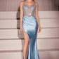 Ladivine CC8868 Dress Soft Satin Fitted Dress With Crystal Embellished Details