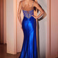 Ladivine CC8868 Dress Soft Satin Fitted Dress With Crystal Embellished Details