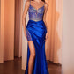 Ladivine CC8868 Dress Soft Satin Fitted Dress With Crystal Embellished Details