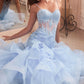 Ladivine CC8915 Long Rose Lace Applique Tiered Skirt Mermaid Dress