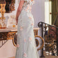 Ladivine CD005 Long Off the Shoulder Leg Slit Floral Applique Gown
