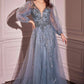 Ladivine CD0102 Dress Long Sleeve Layered Tulle A-Line Gown