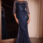 Ladivine CD0105 Long Sleeve Sequin Mermaid Gown