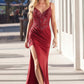 Ladivine CD0106 Dress Fitted Glitter Gown With Lace Applique