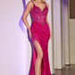 Ladivine CD0106 Dress Fitted Glitter Gown With Lace Applique