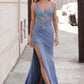Ladivine CD0106 Dress Fitted Glitter Gown With Lace Applique
