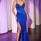Ladivine CD0106 Dress Fitted Glitter Gown With Lace Applique