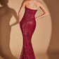 Ladivine CD0108 Fitted Strapless Crystal Embellished Mermaid Gown