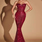 Ladivine CD0108 Fitted Strapless Crystal Embellished Mermaid Gown