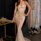 Ladivine CD0108 Fitted Strapless Crystal Embellished Mermaid Gown