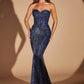Ladivine CD0108 Fitted Strapless Crystal Embellished Mermaid Gown