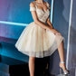 Cinderella Divine CD0132 Short A-Line Dress Off The Shoulder Glitter Tulle Skirt