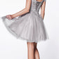 Cinderella Divine CD0132 Short A-Line Dress Off The Shoulder Glitter Tulle Skirt