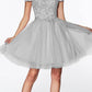 Cinderella Divine CD0132 Short A-Line Dress Off The Shoulder Glitter Tulle Skirt