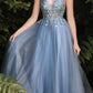 Cinderella Divine CD0154 Long Dress Beaded Applique Bodice Layered Tulle Skirt
