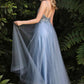 Cinderella Divine CD0154 Long Dress Beaded Applique Bodice Layered Tulle Skirt