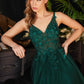 Cinderella Divine CD0181 Long Lace Floral A-Line Tulle/Lace Dress