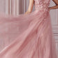 Cinderella Divine CD0181 Long Lace Floral A-Line Tulle/Lace Dress